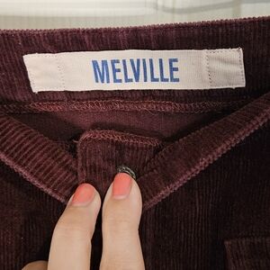 Maroon Brandy Melville Mini Corduroy Skirt With Button Down